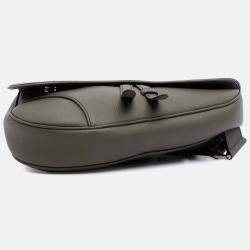 Dior Grey Grained Calfskin Saddle Bag