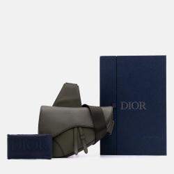 Dior Grey Grained Calfskin Saddle Bag