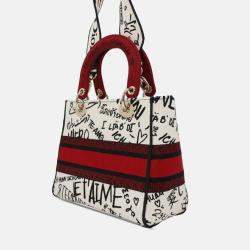 Dior Red/White Medium Canvas DiorAmour Graffiti Lady D Lite