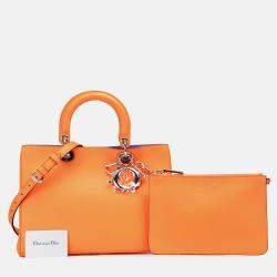 Dior Orange Medium Smooth Calfskin Diorissimo Satchel