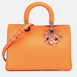 Dior Orange Medium Smooth Calfskin Diorissimo Satchel