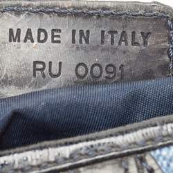 Pre Owned Dior Blue Denim and Patent Leather Speedway Saddle Bag