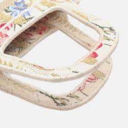 Dior Beige Mini Canvas Embroidered Hibiscus Book Tote