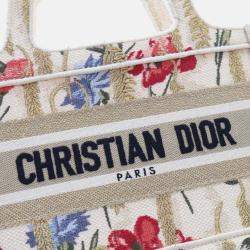 Dior Beige Mini Canvas Embroidered Hibiscus Book Tote