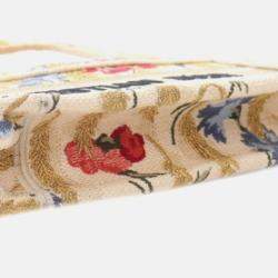 Dior Beige Mini Canvas Embroidered Hibiscus Book Tote