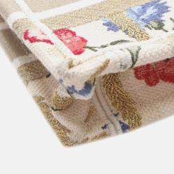 Dior Beige Mini Canvas Embroidered Hibiscus Book Tote