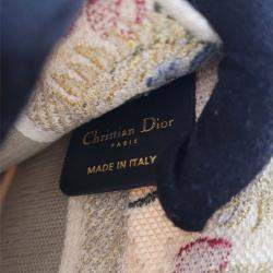 Dior Beige Mini Canvas Embroidered Hibiscus Book Tote