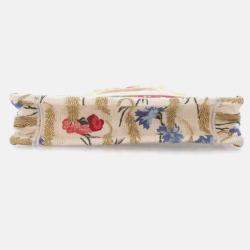 Dior Beige Mini Canvas Embroidered Hibiscus Book Tote