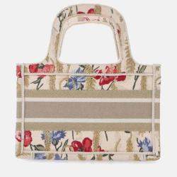 Dior Beige Mini Canvas Embroidered Hibiscus Book Tote