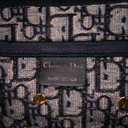 Dior Blue Oblique Embroidered Canvas Saddle Bag