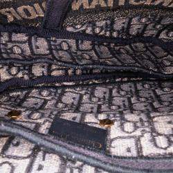 Dior Blue Oblique Embroidered Canvas Saddle Bag