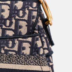 Dior Blue Oblique Embroidered Canvas Saddle Bag
