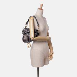 Dior Blue Oblique Embroidered Canvas Saddle Bag