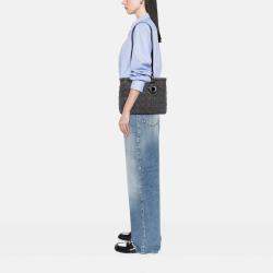 Dior Black/Grey Large Tweed Cannage Lady Dior
