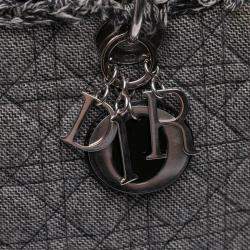 Dior Black/Grey Large Tweed Cannage Lady Dior