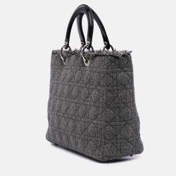 Dior Black/Grey Large Tweed Cannage Lady Dior