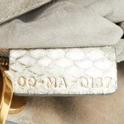 Dior Metallic Grey Cannage Python Mini Studded Supple Lady Dior Tote