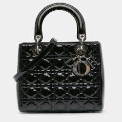 Dior Black Medium Patent Cannage Lady Dior