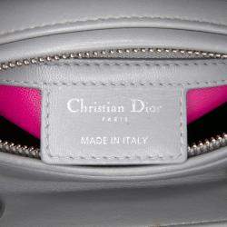 Dior Grey Medium Bicolor Lambskin Cannage Lady Dior