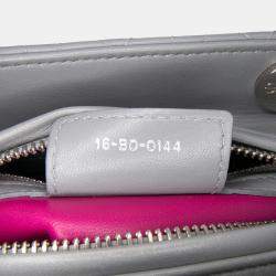 Dior Grey Medium Bicolor Lambskin Cannage Lady Dior