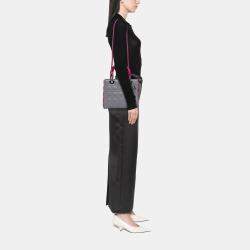 Dior Grey Medium Bicolor Lambskin Cannage Lady Dior