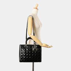 Dior Black Large Patent Cannage Lady Dior