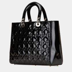 Dior Black Large Patent Cannage Lady Dior