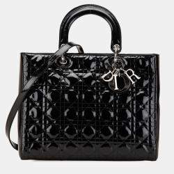 Dior Black Large Patent Cannage Lady Dior