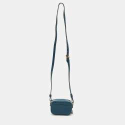 Pre Owned Dior Teal Blue Leather Mini Saddle Shoulder Strap Pouch