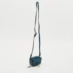 Pre Owned Dior Teal Blue Leather Mini Saddle Shoulder Strap Pouch