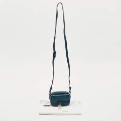 Pre Owned Dior Teal Blue Leather Mini Saddle Shoulder Strap Pouch