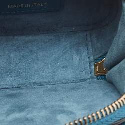 Pre Owned Dior Teal Blue Leather Mini Saddle Shoulder Strap Pouch