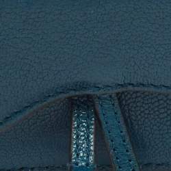 Pre Owned Dior Teal Blue Leather Mini Saddle Shoulder Strap Pouch
