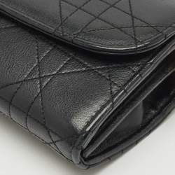 Dior Black Stitched Cannage Leather Diorling Continental Wallet on Chain