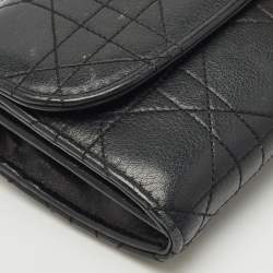 Dior Black Stitched Cannage Leather Diorling Continental Wallet on Chain