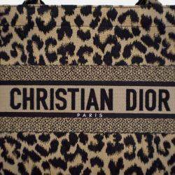 Dior Medium Canvas Leopard Mizza Book Tote