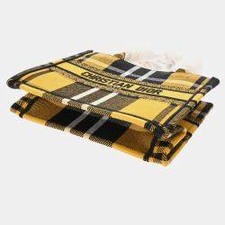Christian Dior Book Tote Small Check Pattern Yellow/Black Canvas Handbag