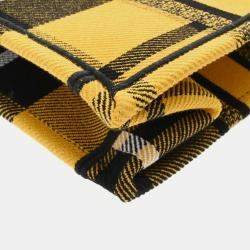 Christian Dior Book Tote Small Check Pattern Yellow/Black Canvas Handbag
