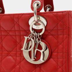 Christian Dior Lady Dior Medium Red Cannage Lambskin Bag 