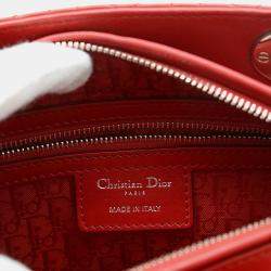 Christian Dior Lady Dior Medium Red Cannage Lambskin Bag 