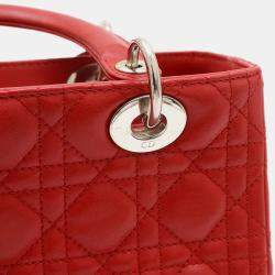 Christian Dior Lady Dior Medium Red Cannage Lambskin Bag 