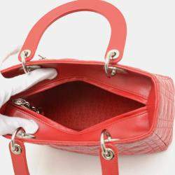 Christian Dior Lady Dior Medium Red Cannage Lambskin Bag 