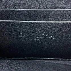 Christian Dior Lucky Star Black Caro Cannage Studs Leather Wallet On Chain