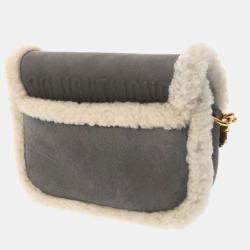 Christian Dior Bobby Small Flap Beige Suede Shearling Bag