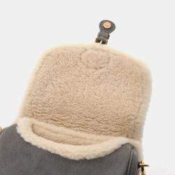 Christian Dior Bobby Small Flap Beige Suede Shearling Bag