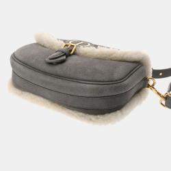 Christian Dior Bobby Small Flap Beige Suede Shearling Bag