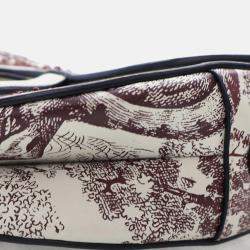 Dior White Embroidered Calfskin Toile De Jouy Saddle Bag