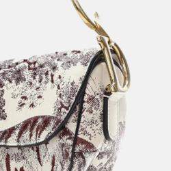 Dior White Embroidered Calfskin Toile De Jouy Saddle Bag
