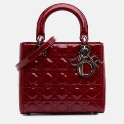 Dior Red Medium Patent Cannage Lady Dior