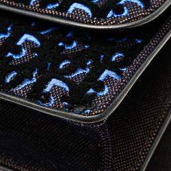 Dior Blue Oblique Velvet Diorama Satchel